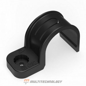 Крепеж-скоба пластиковая односторонняя для прямого монтажа черная в п/э д20 (50шт) Промрукав (PR13.0373)